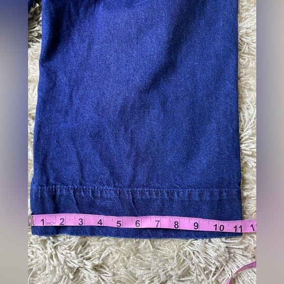 Zara trf Denim Dark Wash High Waist Wide Leg Paper Bag Waist Jeans Size 4 *Flaw - Picture 5 of 7